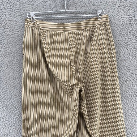 Chicos Pants Womens 0.5 US 6 Brown Striped Stretch Wide Leg Stretch Capri Casual - Picture 4 of 12